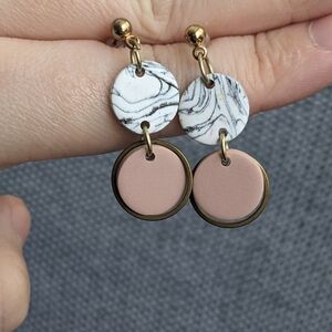 Blush & Marbled Clay Dangle Earrings